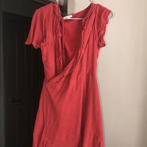 Red//burnt orange wrap dress from Francesca’s!